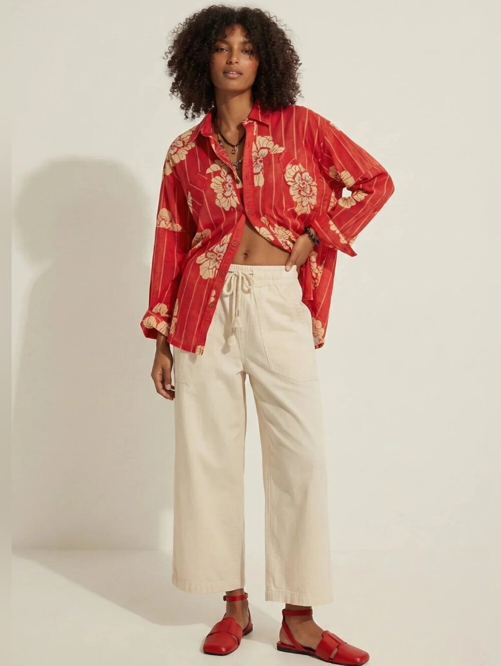 Free People Women's Hidden Flower Camo Print Shirt